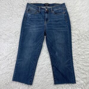 Judy Blue Pants Womens 30/11 Blue Mid Rise Cropped Relaxed Fit Jeans 19" Raw Hem